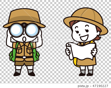 Child Explorers Who Are Looking For Stock Illustration