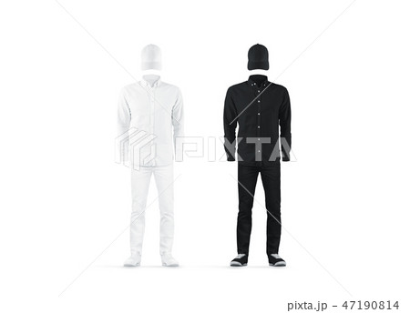 Blank black and white uniform mockup set, isolated 47190814