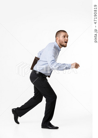 businessman with leather case on white background businessman with leather case on white background 47190819