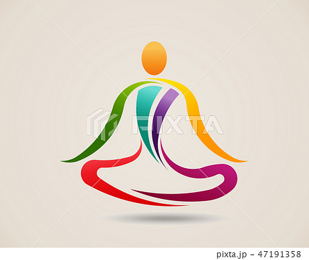 Yoga meditation pose logo icon Royalty Free Vector Image