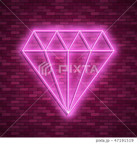 diamond icon in neon style. Vector illustraton 47191519