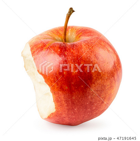 Red ripe Apple with bitten side on a white 47191645