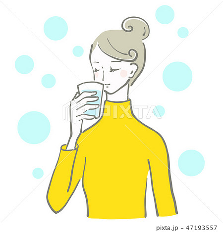 水 飲む 女性 余白 水分補給 ベクター 冬こそ水分補給のイラスト素材
