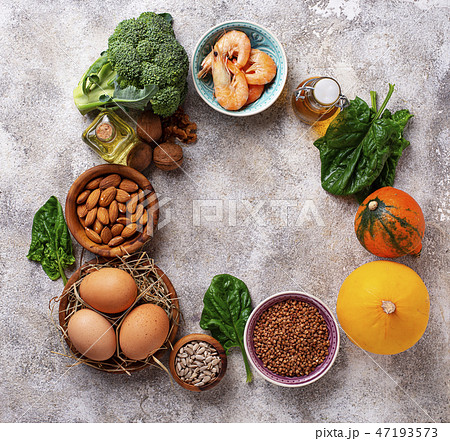 Assortment food sources of vitamin E 47193573