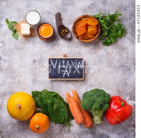 Healthy products rich in vitamin A 47193953