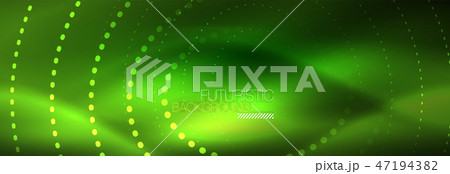 Green neon dotted circles background 47194382