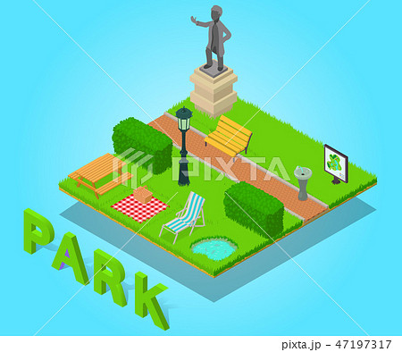 Park concept banner, isometric style Park concept banner, isometric style 47197317