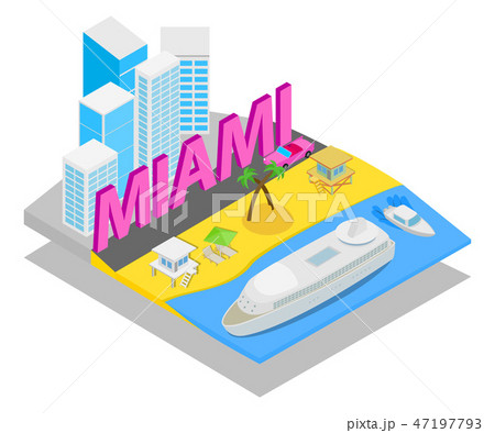 Miami concept banner, isometric style Miami concept banner, isometric style 47197793