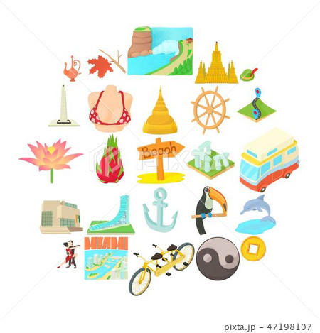 Different culture icons set, cartoon style Different culture icons set, cartoon style 47198107