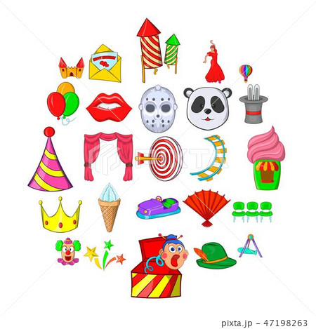 Funny park icons set, cartoon style 47198263
