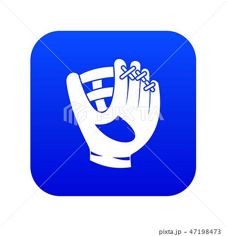 Leather baseball glove icon digital blue 47198473