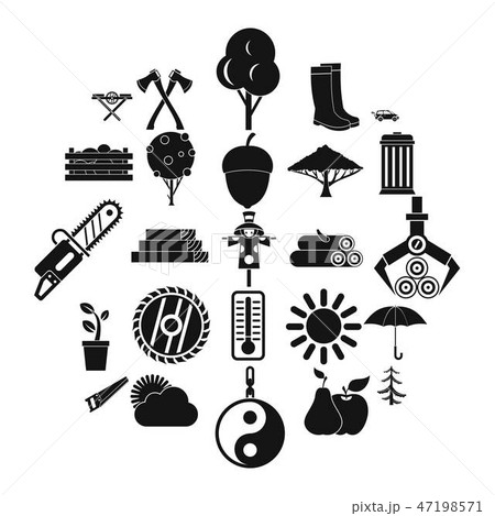 Tree icons set, simple style Tree icons set, simple style 47198571