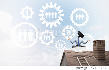 Concept of security and privacy protection with camera headed ma 47198765