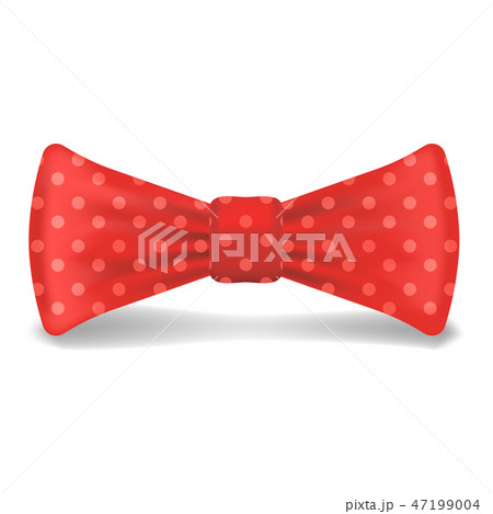 Red polka bowtie icon, realistic style Red polka bowtie icon, realistic style 47199004