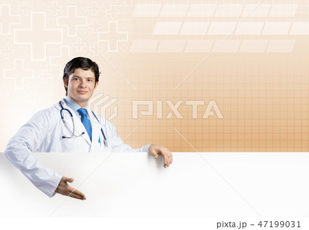 Doctor with banner Doctor with banner 47199031