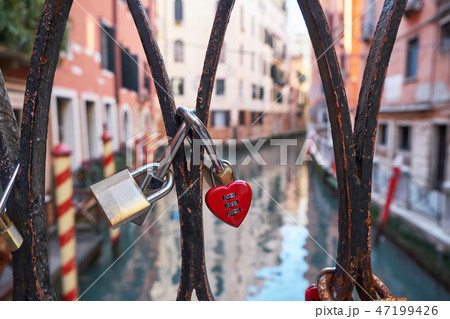 Love locks on the bridge in Venice, Italy. Love locks on the bridge in Venice, Italy. 47199426