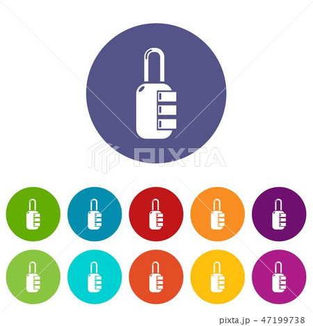 Lock combination icons set vector color Lock combination icons set vector color 47199738
