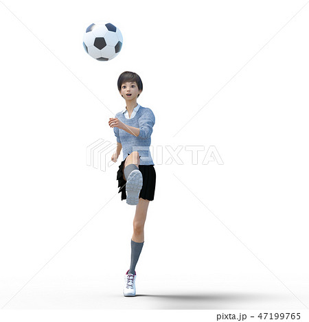 サッカーする女子学生　perming3DCG　イラスト素材 47199765