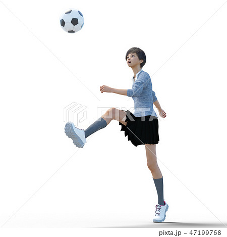 サッカーする女子学生 Perming3dcg イラスト素材のイラスト素材