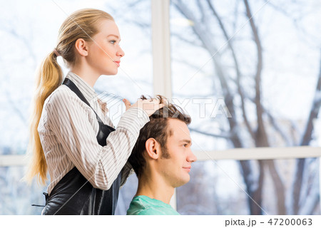hairdresser and client hairdresser and client 47200063