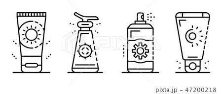 Sunscreen icon set, outline style 47200218
