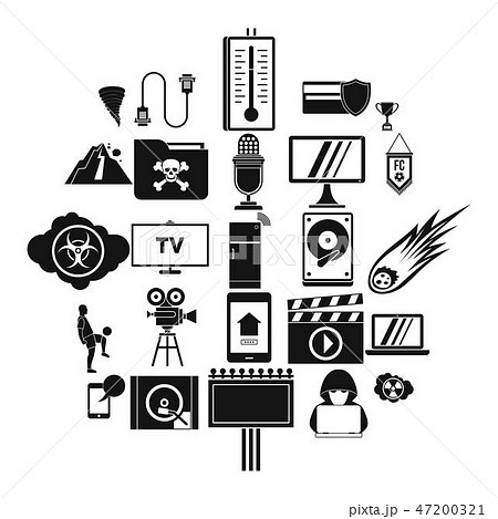 Televisor icons set, simple style Televisor icons set, simple style 47200321