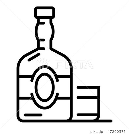 Old whisky bottle icon, outline style 47200575
