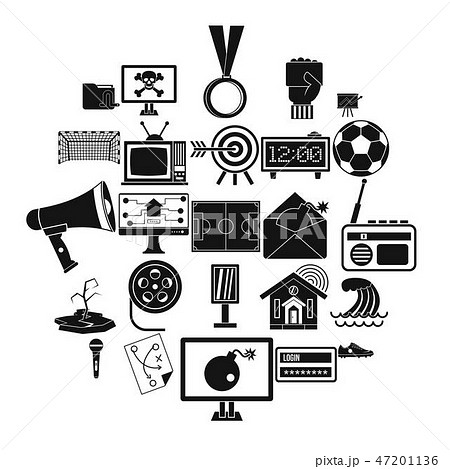 TV icons set, simple style TV icons set, simple style 47201136