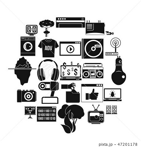 Telly icons set, simple style Telly icons set, simple style 47201178