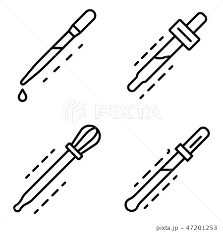 Pipette icon set, outline style Pipette icon set, outline style 47201253