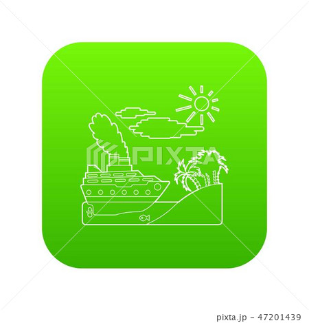 Ship in sea near island concept, outline style 47201439
