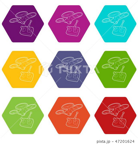 Rc helicopter icons set 9 vector 47201624