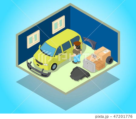 Warehouse concept banner, isometric style Warehouse concept banner, isometric style 47201776
