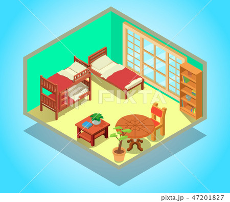 Children bedroom concept banner, isometric style 47201827