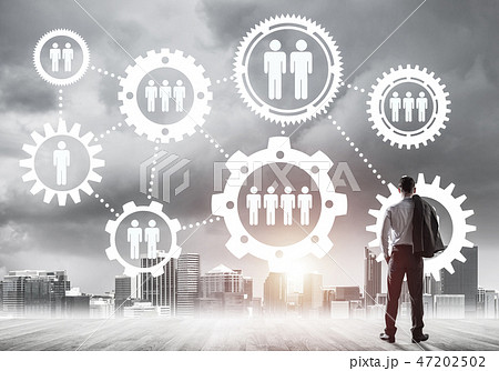 Social connection concept drawn on screen as symbol for teamwork 47202502