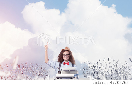 Creative inspiration of young female writer. 47202762