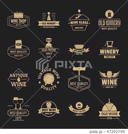 Wine logo icons set, simple style 47202799
