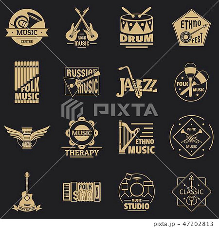 Musical instruments logo icons set, simple styleのイラスト素材 [47202813] - PIXTA