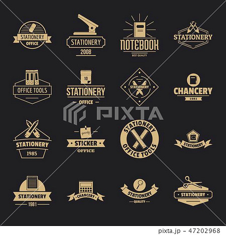 Stationery logo icons set, simple style 47202968