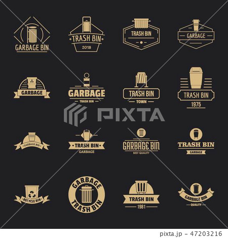 Trash bin logo icons set, simple style 47203216
