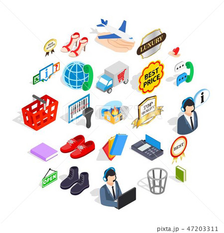 Publicity icons set, isometric style Publicity icons set, isometric style 47203311