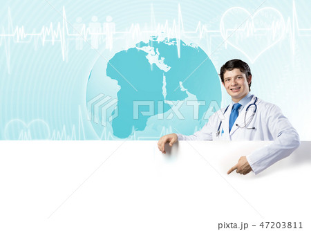 Doctor with banner Doctor with banner 47203811