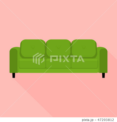 Green sofa icon, flat style Green sofa icon, flat style 47203812