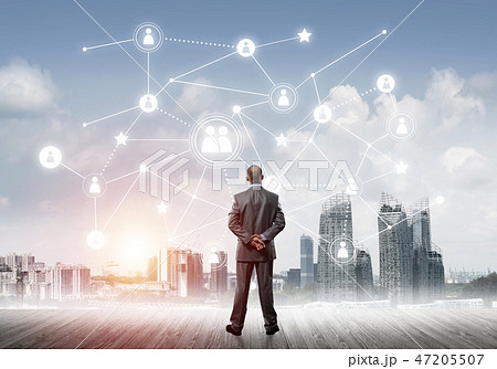 Social connection concept drawn on screen as symbol for teamwork and cooperation Social connection concept drawn on screen as symbol for teamwork and cooperation 47205507