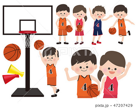 人物素材 バスケ部の男の子と女の子 のイラスト素材 47207429 Pixta