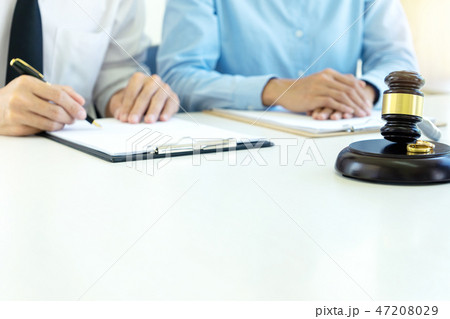 Judge work at the table talk with wife husband Judge work at the table talk with wife husband 47208029