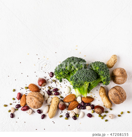 Vegan healthy food. Sources of vegetable protein Vegan healthy food. Sources of vegetable protein 47208155