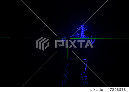 Neon man silhouette dark play laser show led Neon man silhouette dark play laser show led 47208838