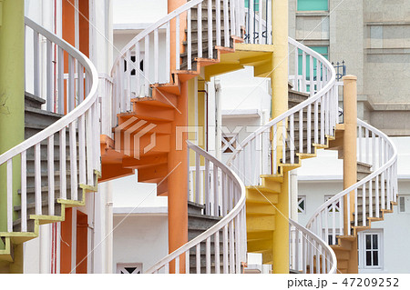Colorful spiral stairs in Bugis, Singapore Colorful spiral stairs in Bugis, Singapore 47209252