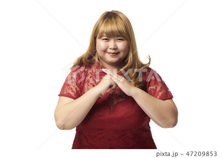 Asian woman gesture of congratulation 47209853